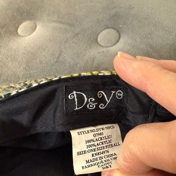 Dey Newsboy Cap Green and Mustard Tweed Houndstooth - Picture 3 of 4